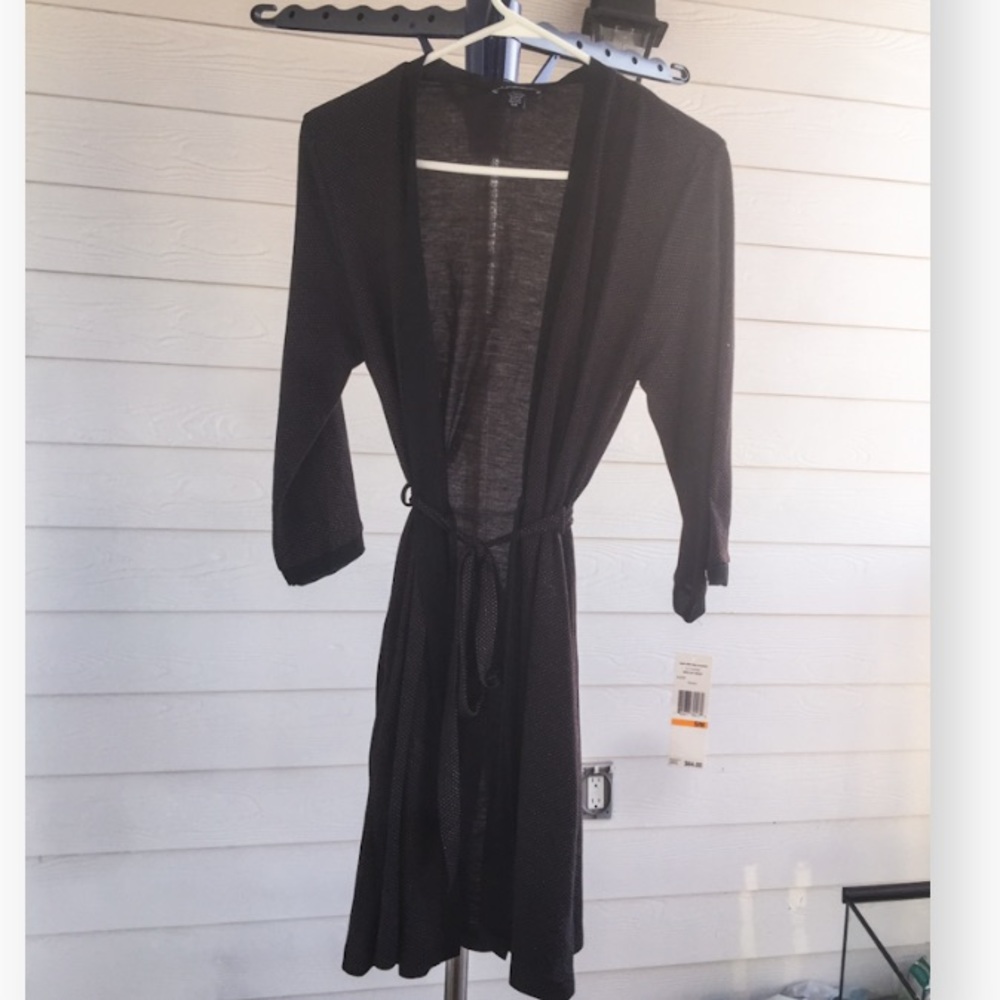NWT Jones New York Black Robe White Dots w Belt